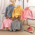 thumbnail image 6 of Girls Turtleneck Long Sleeve Bottoming Shirt Boys Stripe Thermal Tops Kids Winter Undershirt Turtleneck Fleece Baselayer, 6 of 6