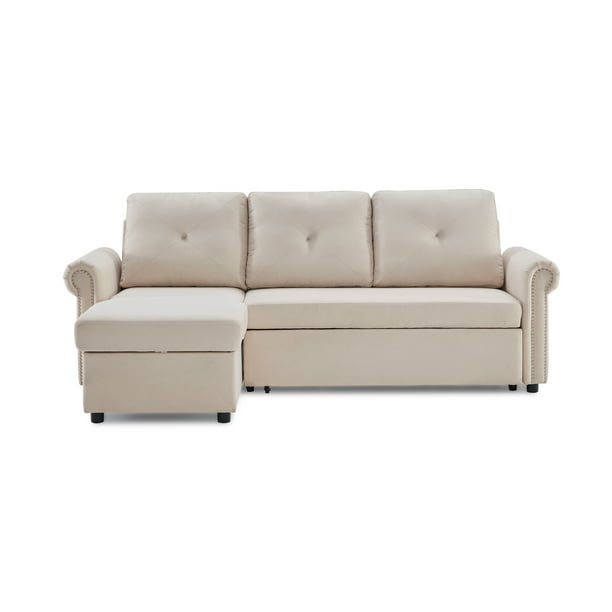 Futon Sofa Bed With Adjustable Backrest, Convertible Futon Sofa Bed With Storage