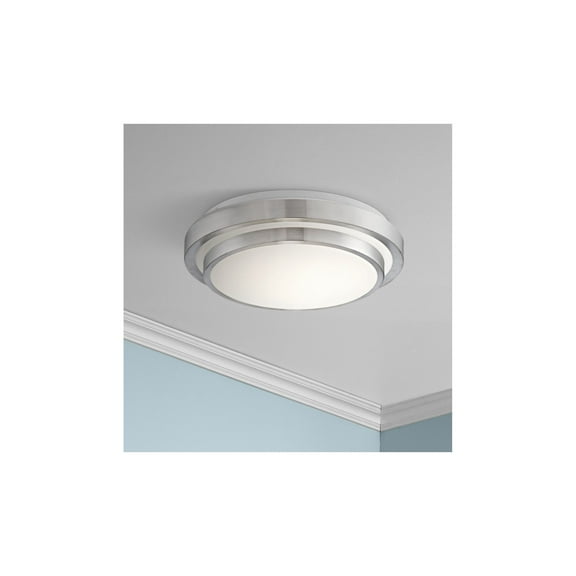 360 Lighting Modern Ceiling Light Flush Mount Fixture LED Silver 13 1/2" Wide Double Tier for Bedroom Kitchen Living Room Hallway