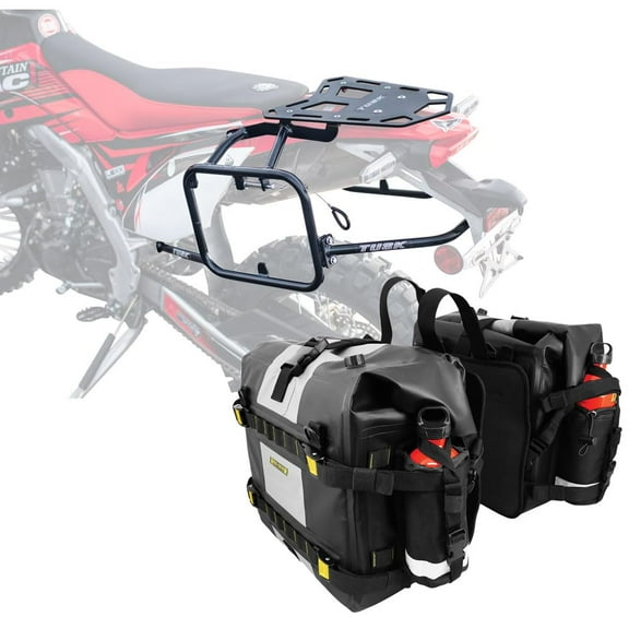 Tusk Pannier Racks with Nelson Rigg Hurricane Dry Saddlebags Black