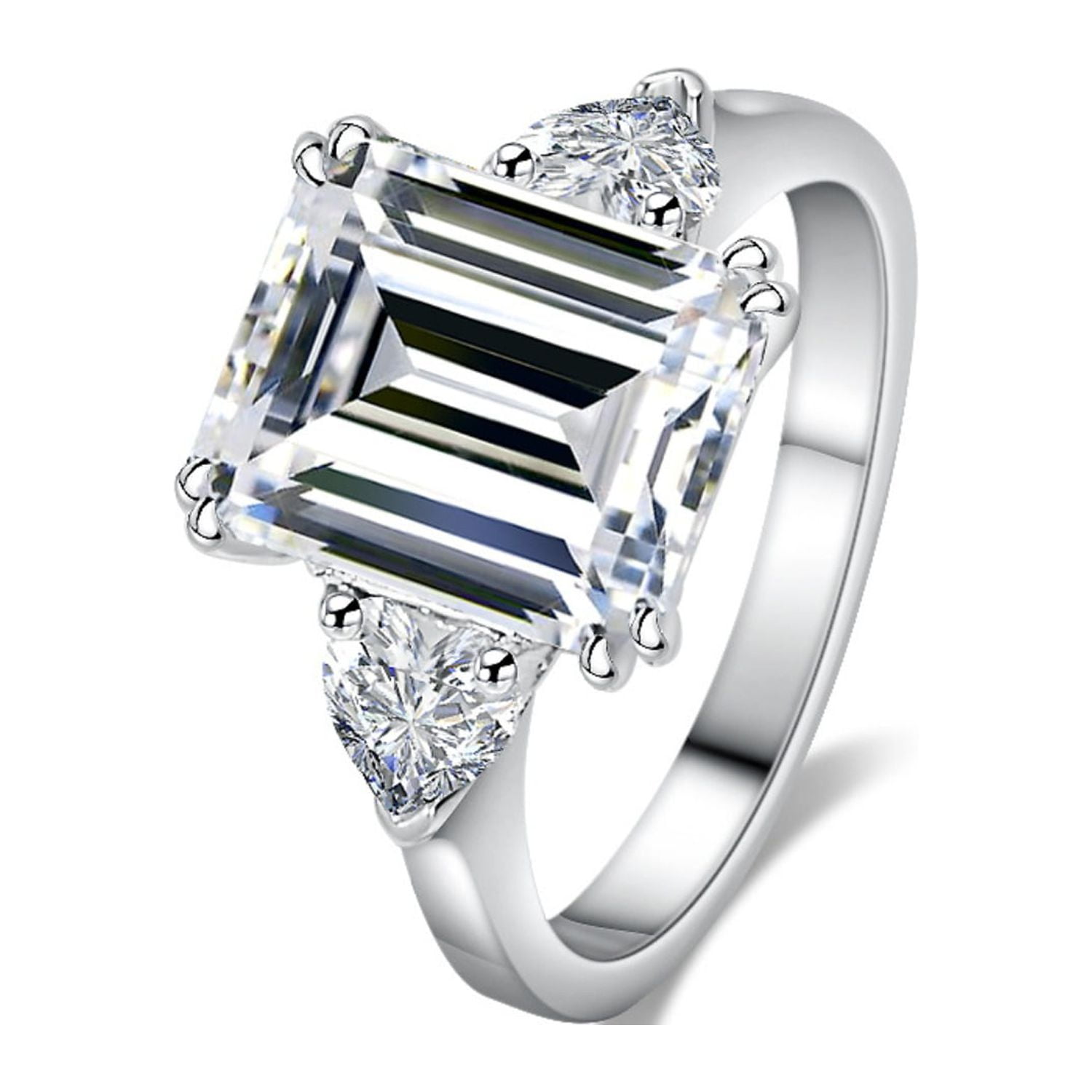 4ct Emerald Cut Moissanite Engagement Rings for Women Wedding Rings D Color VVS1 Sterling Silver Diamond Rings Moissanite Anniversary Promise Rings for Women with Certificate