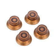 Suzicca 4PCS Electric Guitar Bass Acrylic Knob Hat Tone and Control Knobs for LP Style Guitars Replacement Coffee with Golden Font