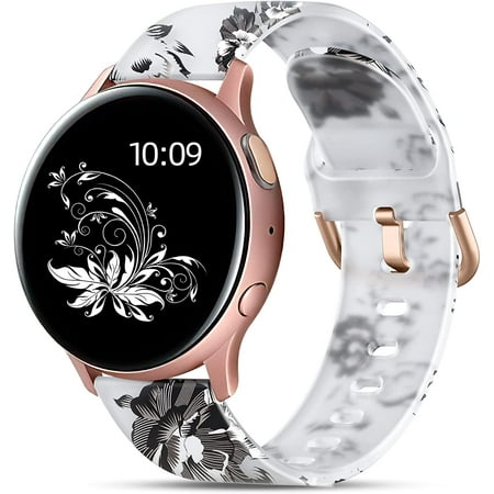 Tianle Compatible with Samsung Watch 6/5/4 Bands/Galaxy Watch 6/5/4/5 Band/Samsung Galaxy Watch 6/5/4 Band 40mm 44mm, 20mm Soft Transparent Pattern Printed Replacement for Active 2/1 Women Men