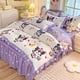 thumbnail image 4 of Ropa de cama de dibujos animados Kuromi Cinnamoroll, 4 Uds., estilo princesa Sanrio, sábanas, funda de edredón, funda de almohada, juego de tres piezas para dormitorio, 4 of 5