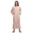 thumbnail image 3 of Moomaya Robe de Nuit Maxi pour Femmes en Coton à Col en V Imprimé avec Bordure Volantée, 3 of 5