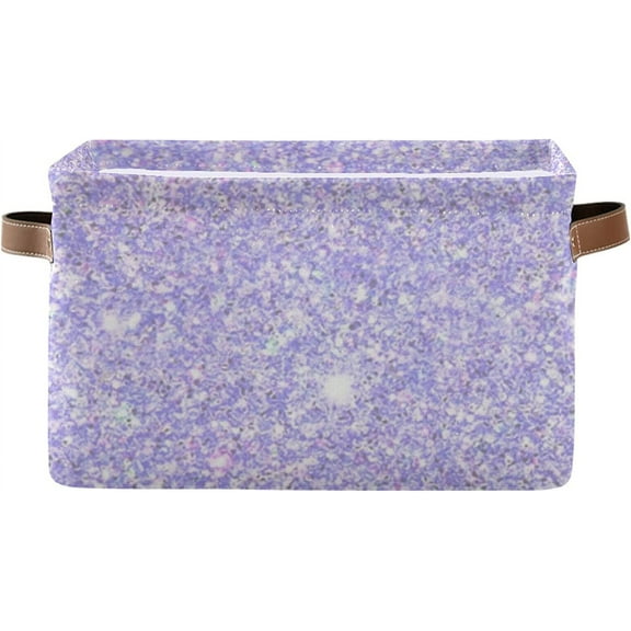 FREEAMG Shiny Glitter Lavender Foldable Storage Bin, Collapsible Sturdy Fabric Storage Basket Cube, Storage Box for Organizing Toys Nursery Shelf Closet Bedroom Office 1PCS