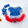 thumbnail image 2 of KAUOD Baby Girls 4th of July Short Sleeve Bodysuit + Headband + Shoes 3pc Set Independence Day New Born Patriotic Outfits, 2 of 4