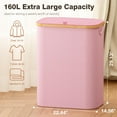 thumbnail image 2 of Hampers for Laundry Basket with Lid, 160L Extra Large 3 Section Clothes Divided Organizer for Bedroom, Laundry Room, Dirty Clothing Hamper, Pink, 2 of 14