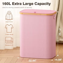 Hampers for Laundry Basket with Lid, 160L Extra Large 3 Section Clothes Divided Organizer for Bedroom, Laundry Room, Dirty Clothing Hamper, Pink