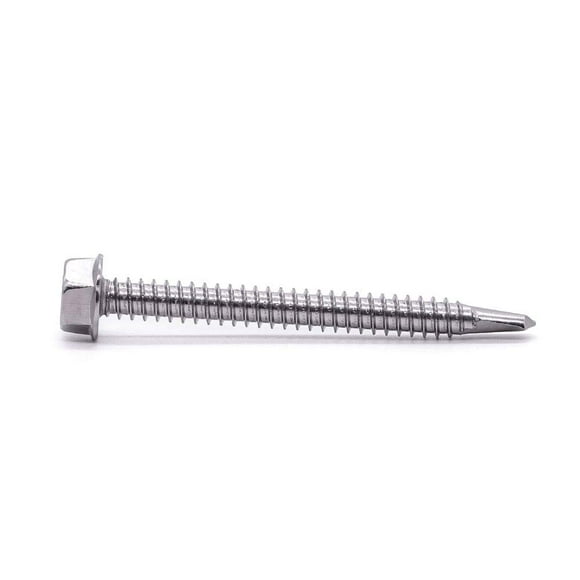 #14 x 3" Hex Washer Head Self Drilling Screws, Self Tapping Sheet Metal Tek Screws, 410 Stainless Steel, 25 PCS
