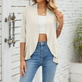 thumbnail image 6 of JGGSPWM Womens Dressy Casual Tops 3/4 Sleeve Shirts Open Front Cardigan Teen Girl Tunic Solid Ruffle Shrugs Cardigans Casual Elegant Outwear Beige M, 6 of 8