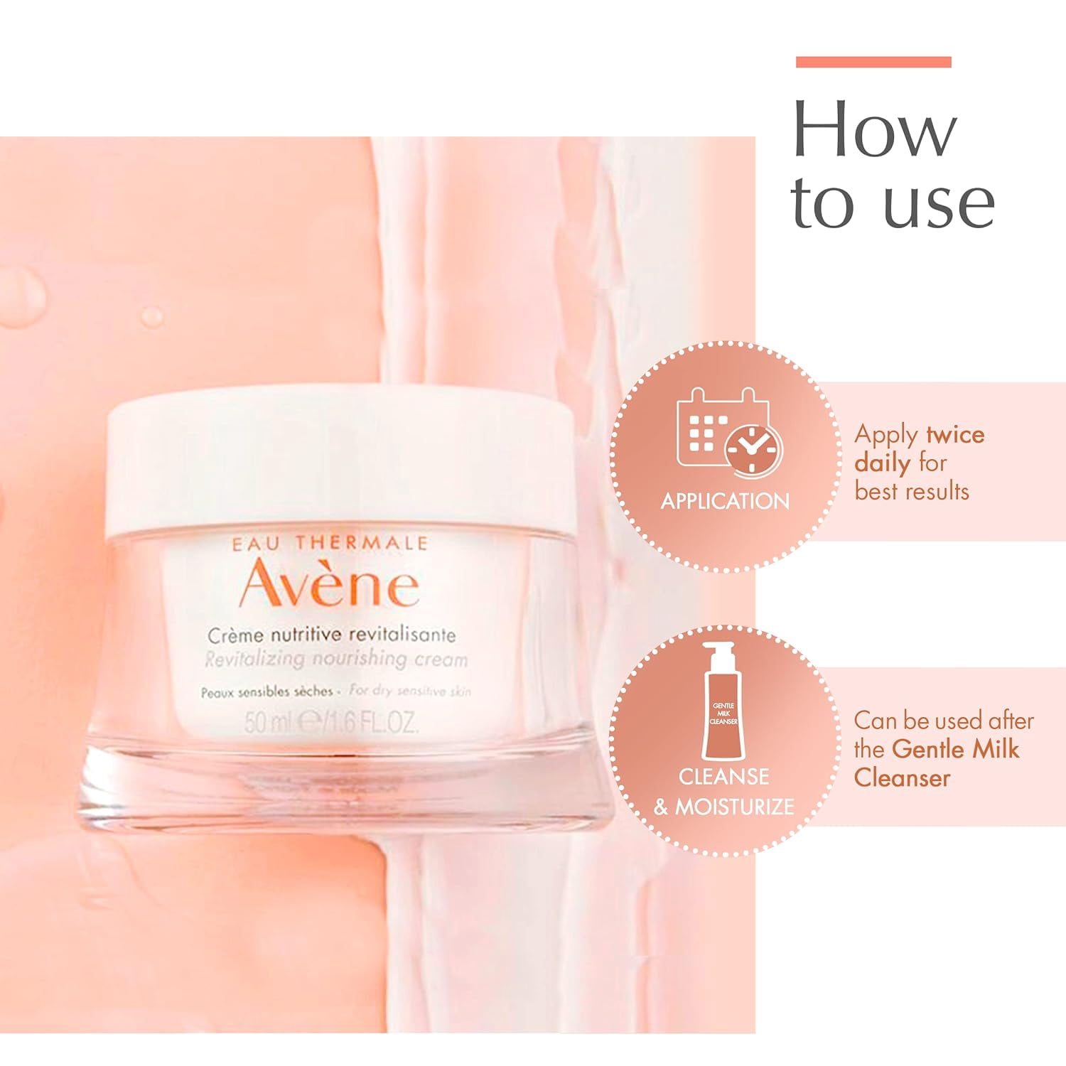 Avene Revitalizing Nourishing Cream - Ultra Nourishing Facial Moisturizer - Non-comedogenic, 1.6 fl oz