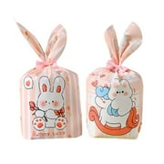 50PCS Cute Party Supplies Bunny Ear Storage Pocket Biscuit Package Rabbit Cookie Bags Easter Rabbit Easter Candy Bags MIXED-C