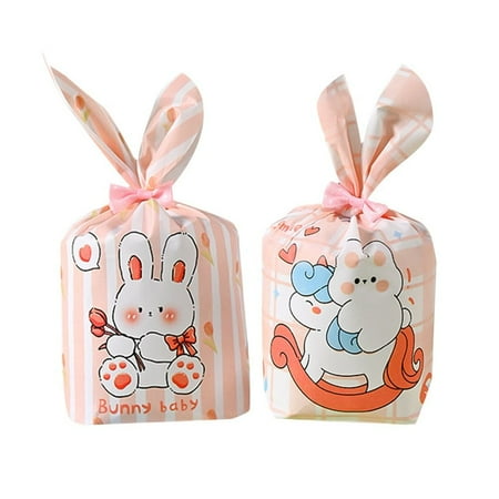 50PCS Home Decoration Bunny Ear Storage Pocket Snack Decoration Rabbit Cookie Bags Easter Candy Bags Biscuit Package Easter Rabbit MIXED-C