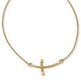 thumbnail image 2 of 14K Yellow Gold Large Sideways Curved Twist Cross Necklace 19 Inch, 2 of 3