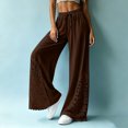 thumbnail image 4 of Kttectoa Womens Pants Drawstring Wide Leg Palazzo Pants Floral Lace Hem Boho Loose Casual Pants Vacation Solid, 4 of 5