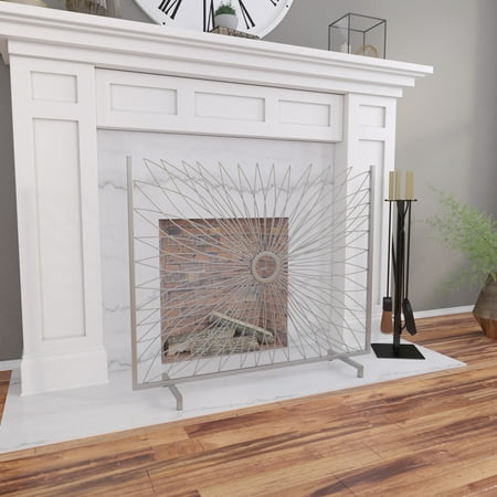 

SEI Janoele Contemporary style Decorative Fireplace Screen in Silver finish