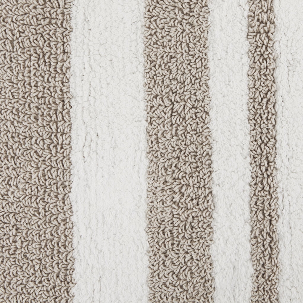 MAYEERTY Medium Pile Cotton Reversible Bathroom Rug, Non-Slip Bath Mat, Taupe, 20"W x 30"L