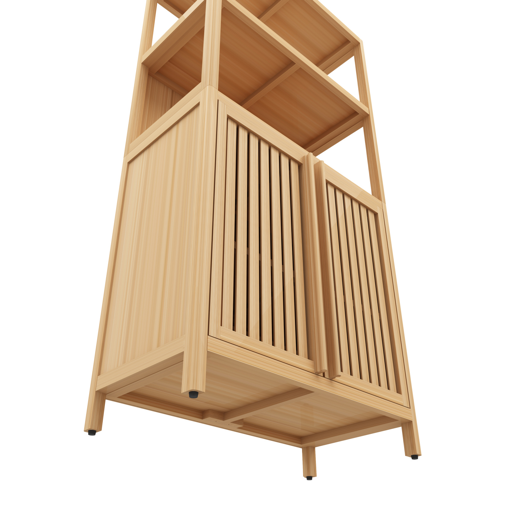 Bamboo Storage Cabinet with 2 Doors, Freestanding Bathroom Organizer for Towels and Toiletries, Space-Saving Floor Cabinet for Living Room, Kitchen, Entryway