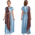 thumbnail image 5 of inlzdz Teens Girls Greek Toga Dress Metallic Wrap Belt Greek Philosopher Maxi Gown Sky Blue 10, 5 of 5