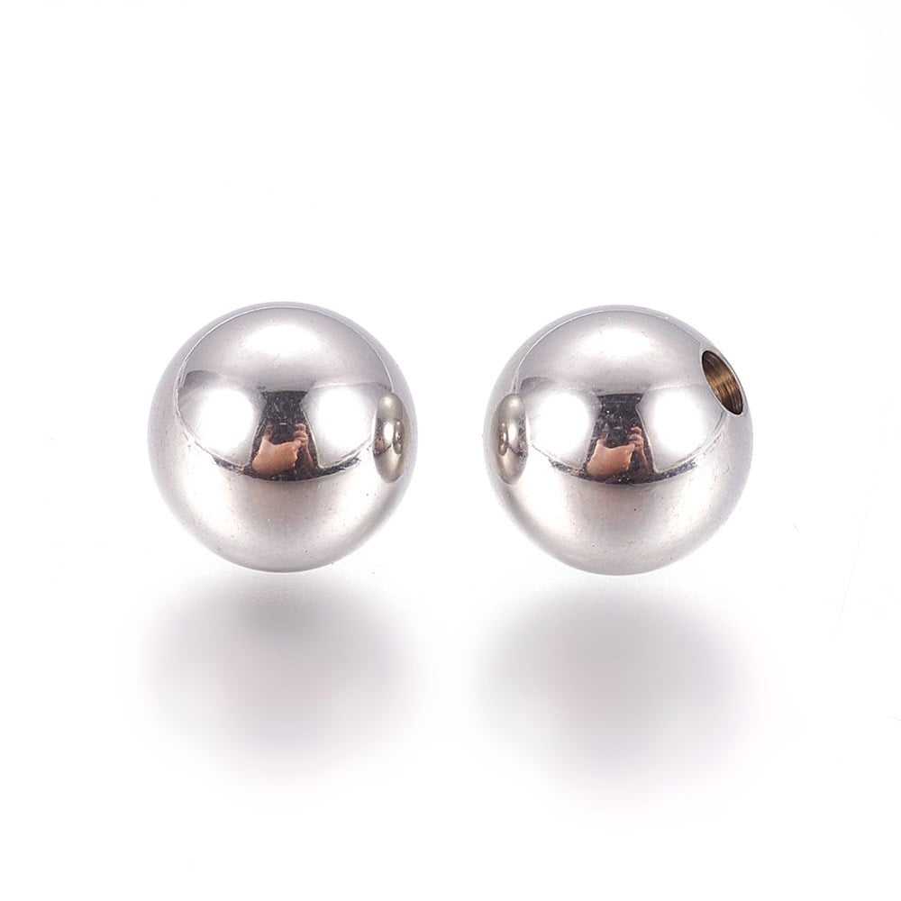 200pc 202 Stainless Steel Cord End Caps Memory Wire End Caps Round Stainless Steel Color 8x2mm Hole: 2mm