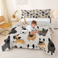 thumbnail image 3 of Homewish French Bulldog Full Size Comforter Sets,Cartoon Pet Dog Bedding Comforter Set,Gray,Light Gray Reversible,3-Piece,1 Comforter and 2 Pillowcases, 3 of 7