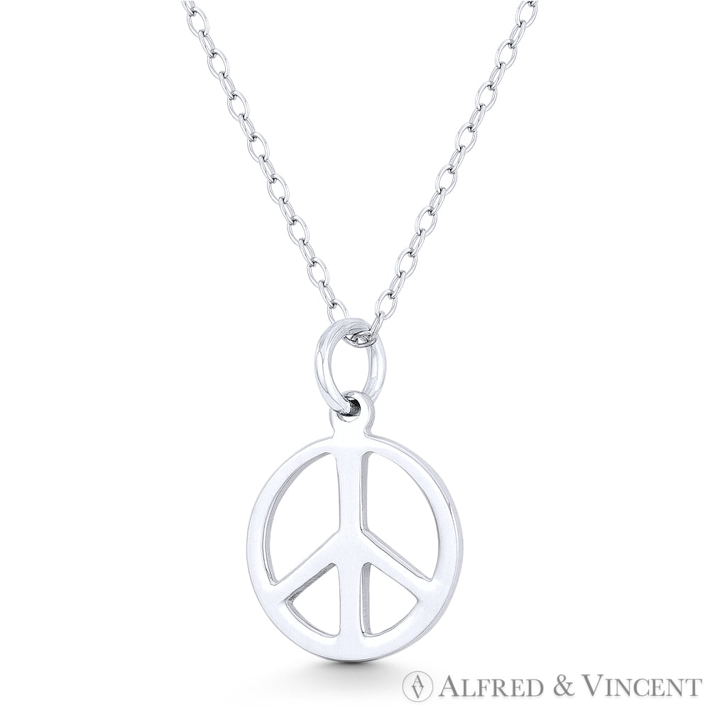 Shell Peace Sign Pendant Necklace Choker Charm with Black Cord