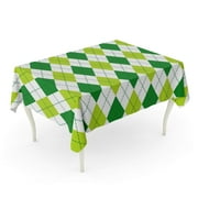 KDAGR Golf Argyle Dark Green Colors Stitching Pattern Diamond Shaped Tablecloth Table Desk Cover Home Party Decor 60x104 inch