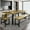 Rustic Brown, variant on iPormis 5-Piece Dining Table Set for 4-8 People, Extendable Kitchen Table Set with 2 Benches and 2 Square Stools, Black