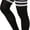 Three Top Stripes - Black/Orange, variant on Women's Athlete Acrylic Thigh High w/ Double Striped Top - Doll Pink/White