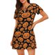thumbnail image 1 of Easygdp Halloween Pumpkins Camisón de manga corta para mujer, informal, estampado, 1 of 6