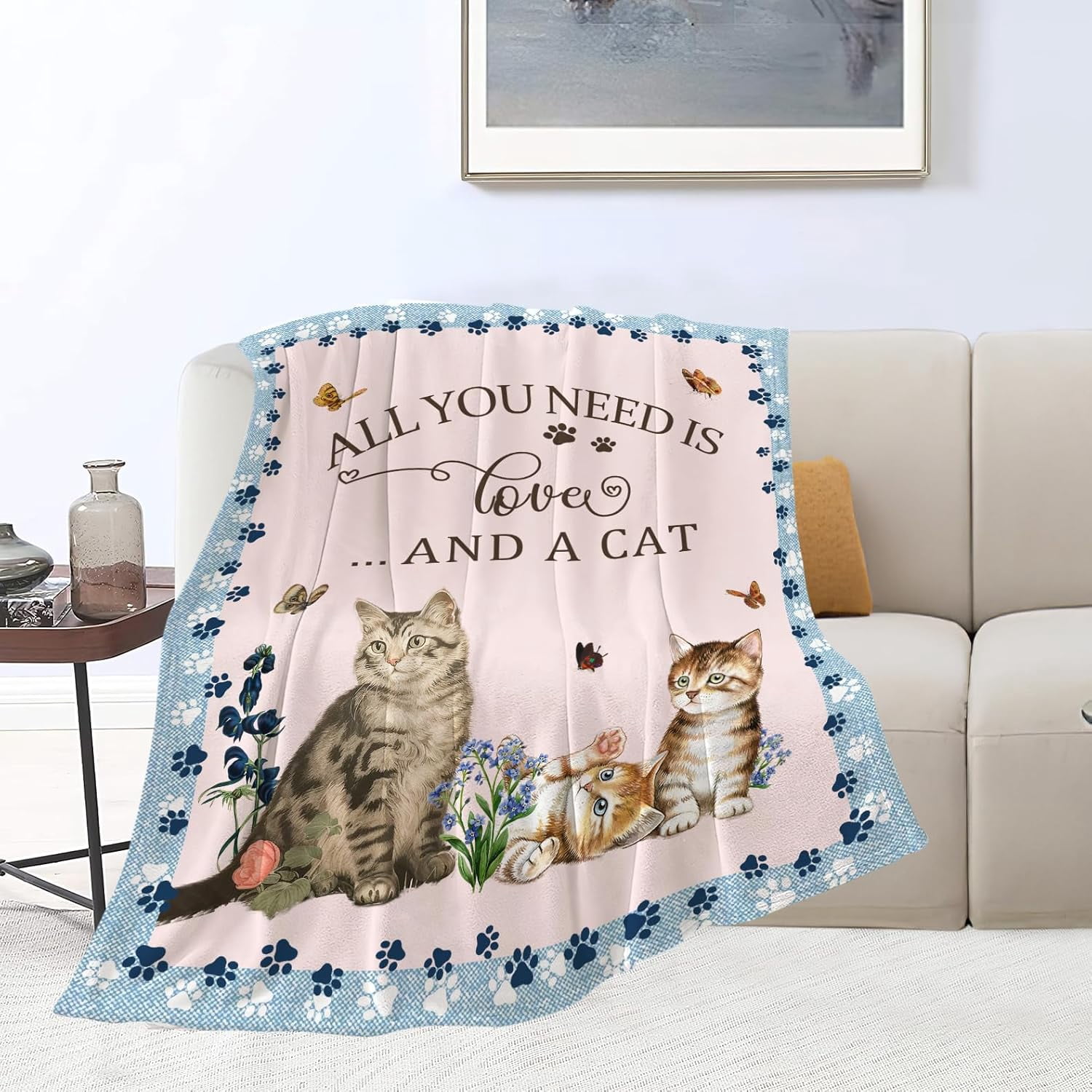 Cat Blanket Cat Throw Blanket Soft Fleece Flannel Bedding Cat Gifts for Women Men Boys Girls Lovers Adults Lovers Stuff Plush for Couch Sofa Bed Room Decor 60"X80"
