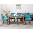 Blue Farmhouse Rubberwood Dining Chairs Set of 6, Thick Upholstered ...