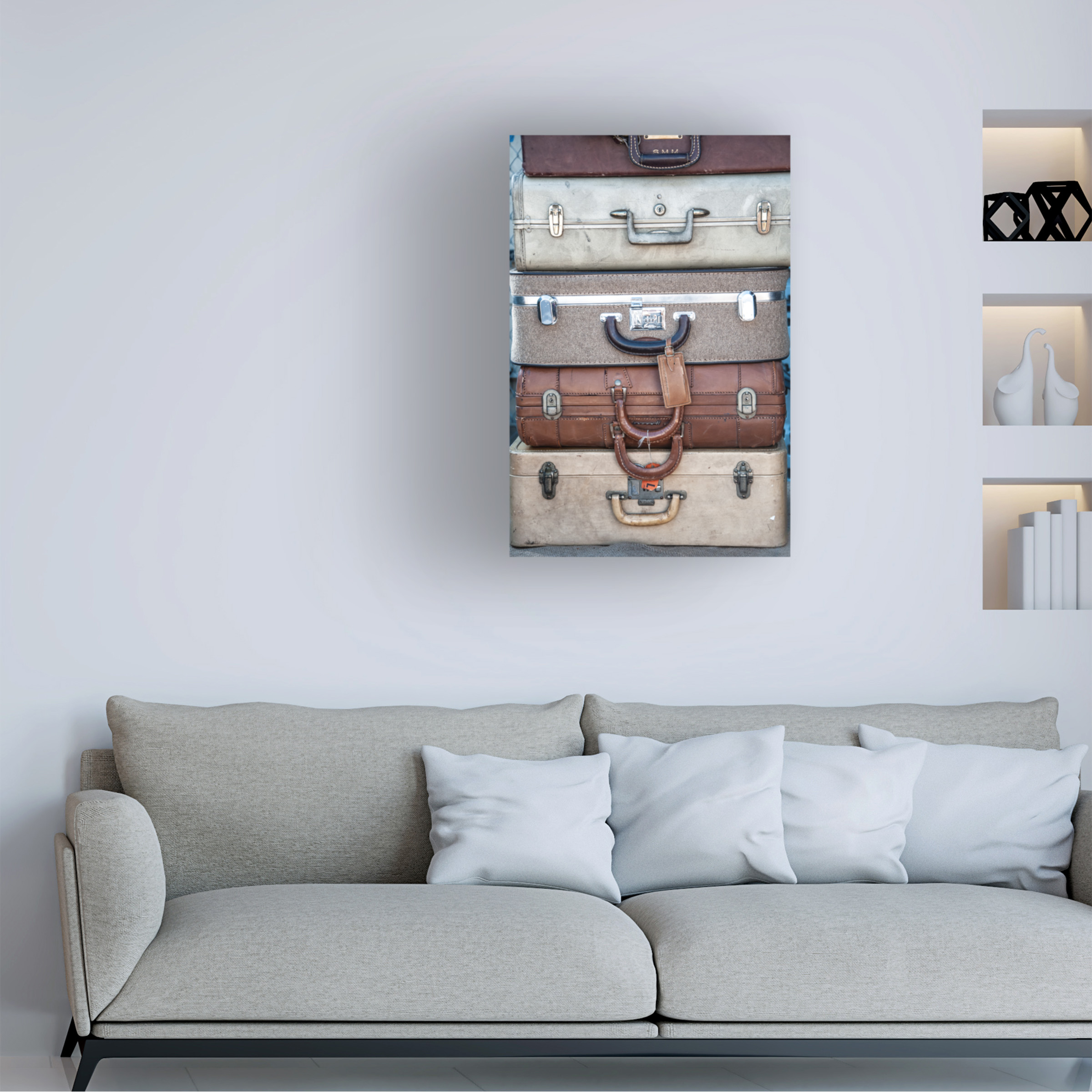 Canvas Wall Art - Lori Hutchison 'Suitcases' Wall Art for Living Room, Bedroom, or Office DÃ©cor by Trademark Fine Art - 12 x 19 Inches