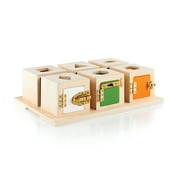 Guidecraft Guidecraft Peekaboo Lock Boxes with Storage Tray: Sorting & Stacking Toy for Children - Kids Early Learning and Development Toy, Multi-colored Wooden Educational Toddler Toy