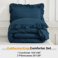 thumbnail image 7 of ANGENIA California King Comforter Sets Navy Blue, 3 Pieces Farmhouse Shabby Chic Ruffle Bedding Comforter Sets, Soft Lightweight Microfiber All Season Bed Set(104" x96" Comforter & 2 Pillowcases), 7 of 7