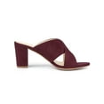 thumbnail image 3 of BLISSFUL STEP Women's Sandals Block Heels Crisscross Strap Mules Slide Sandals Burgundy 8, 3 of 8