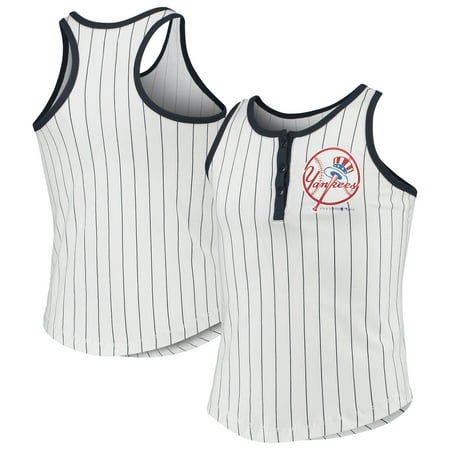 - New York Yankees New Era Girls Youth Pinstripe Jersey Racerback Tank Top - White/Navy
