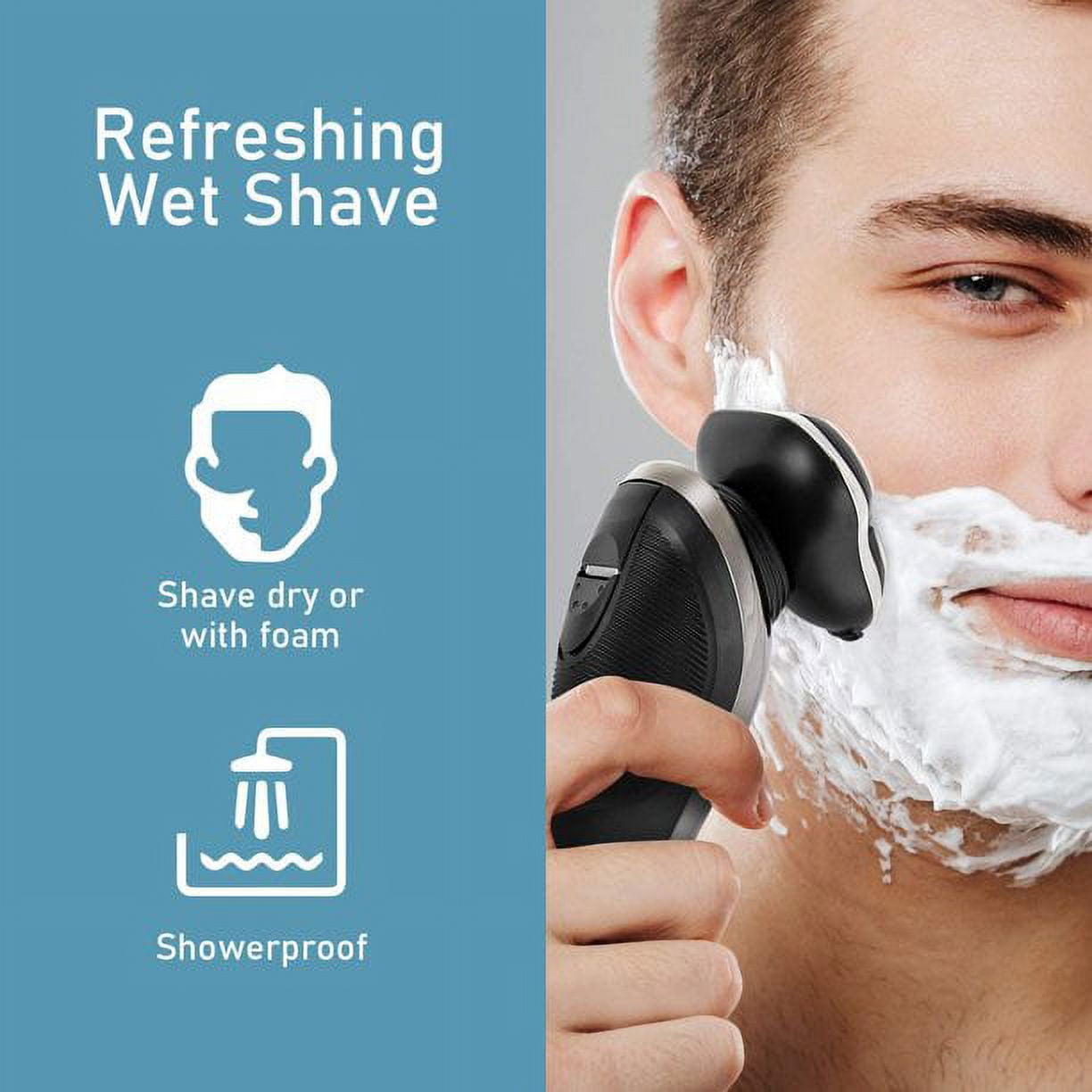 MOOSOO Electric Razor, Wet Dry Waterproof Shaver for Men