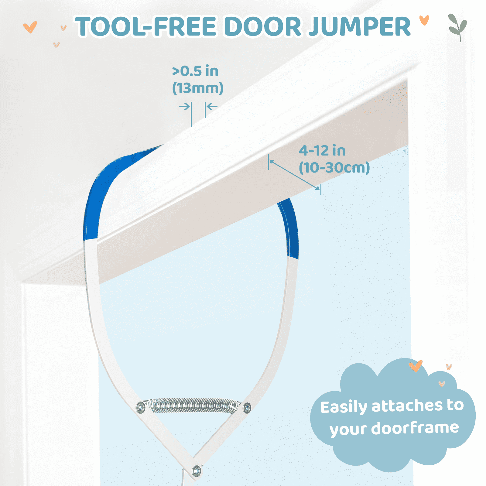 Slevoo Baby Doorway Jumper Baby Bouncer with Bumper, Two Jingle Rattles & Play Tray, Quiet Bear