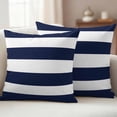 thumbnail image 5 of 2 Pack Outdoor Waterproof Throw Pillow Covers,Navy Blue Stripe Summer Nautical Theme Decorative Square Patio Pillowcases for Chair Couch Sofa 16x16in, 5 of 9