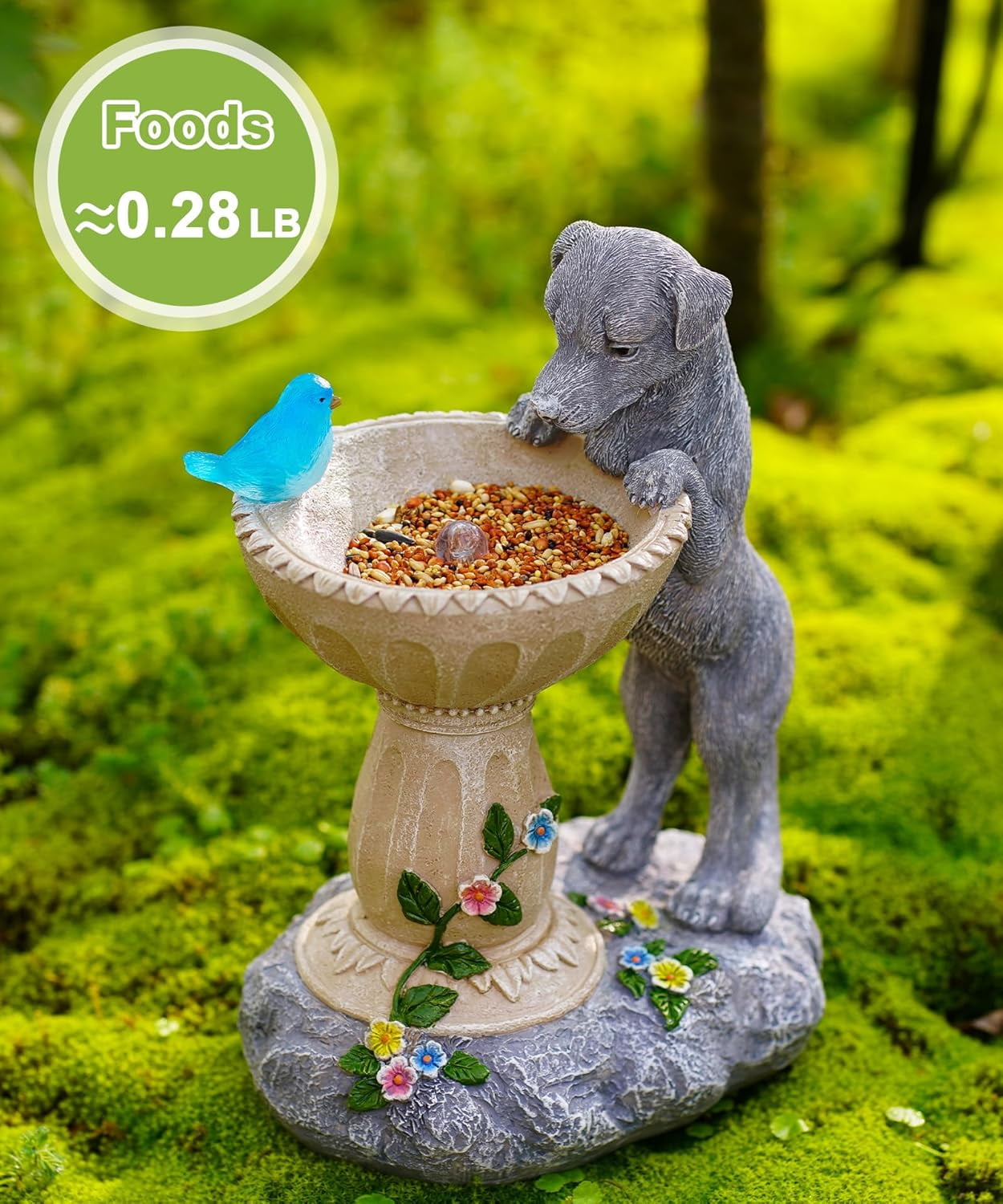 Outdoor Yard Patio Balcony Art, Solar Cat Statue for Garden Decor: IP44 Weatherproof Resin with Automatic Lighting, No Installation – Birthday Gifts for Bird Lovers, Mom, Grandma, Women