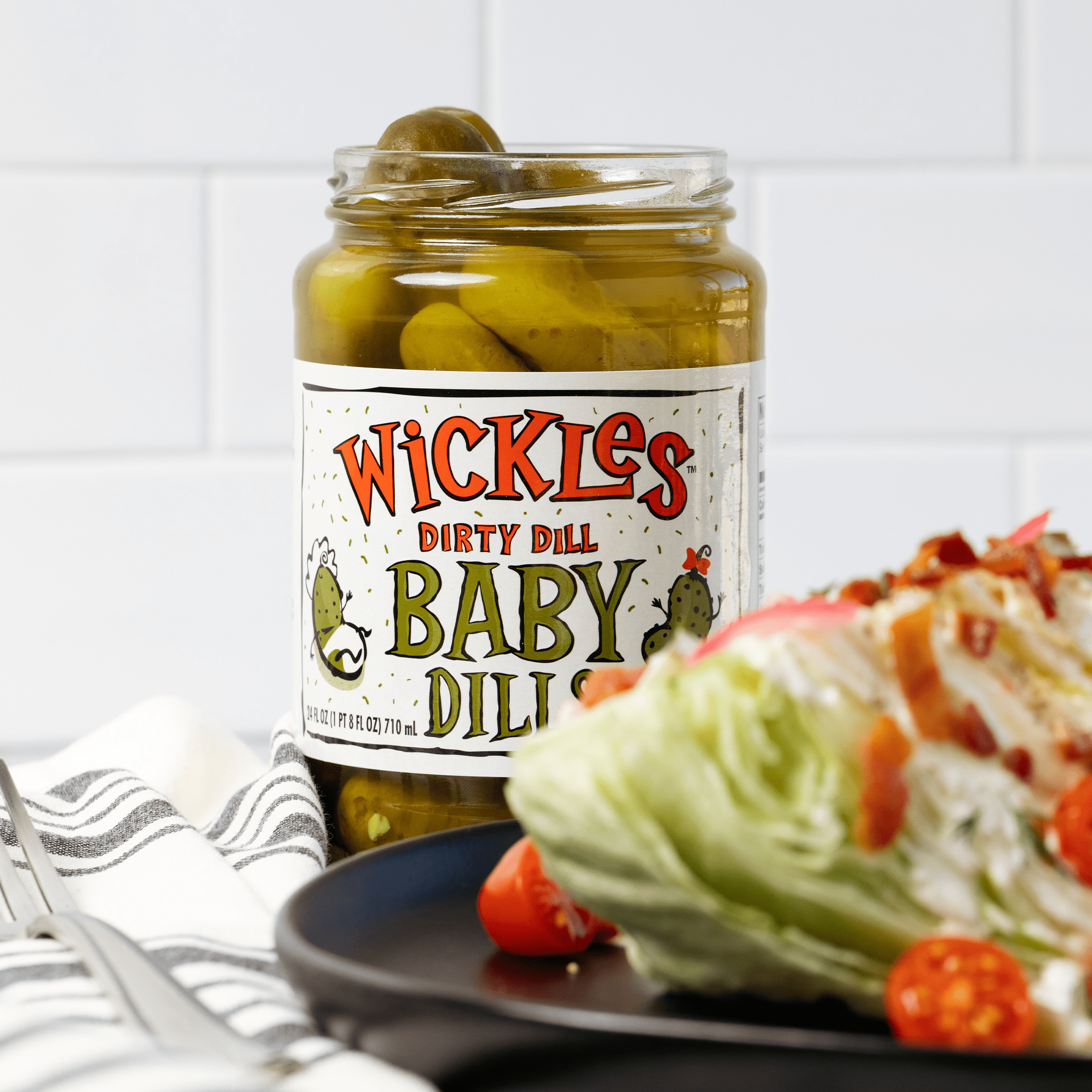 (6 pack) Wickles Dirty Dill Baby Dill Pickles, 24 fl oz Jar