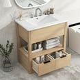 thumbnail image 3 of VISWILD Bathroom Vanity with Sink, Modern Bathroom Cabinet with Open Storage Shelves and Two Drawers, Bathroom Cabinet is Suitable for Bathrooms, Apartments, Natural, 3 of 7