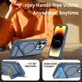 thumbnail image 3 of Dteck Magnetic Case for iPhone 14 Pro / iPhone 13 Pro,Shockproof TPU+PC Anti-Slip Compatible with Mag Safe Case Adjustable Kickstand Frosted Translucent Matte Phone Cover,Darkblue, 3 of 6