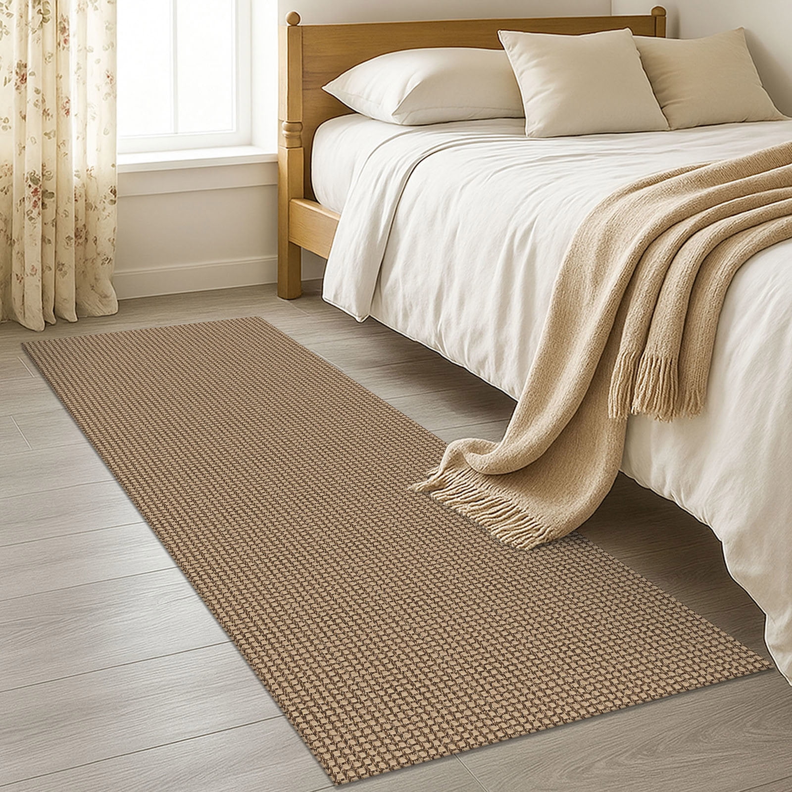 Glattice Runner Rug 2x6 Boho Washable Runner for Hallway Cotton Rubber Backed Kitchen Runner Braided Indoor Floor Carpet Runners for Entryway/Hallway/Kitchen/Bedroom, Orange/Tan/Brown