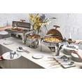 thumbnail image 4 of Celebrations by Denmark Tools for Cooks 5 Piece 9.5 Quart Stainless Steel Chafing Dish Set with Roll Top Lid, 4 of 5