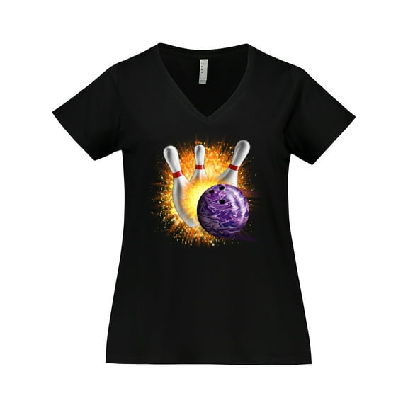 Inktastic Bowling Strike Women's Plus Size V-Neck T-Shirt