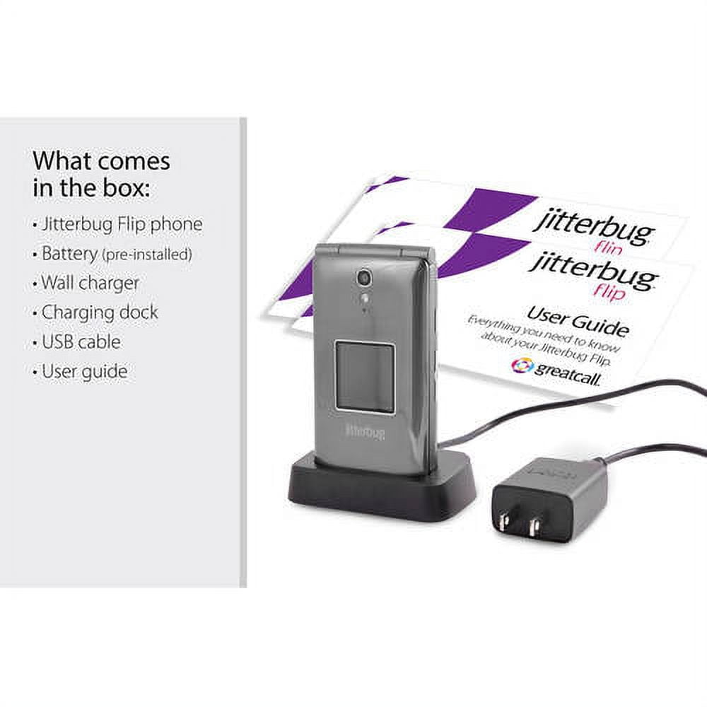 Jitterbug 4043S5RRY Flip Easy-to-Use 4G Prepaid Cell Phone Graphite