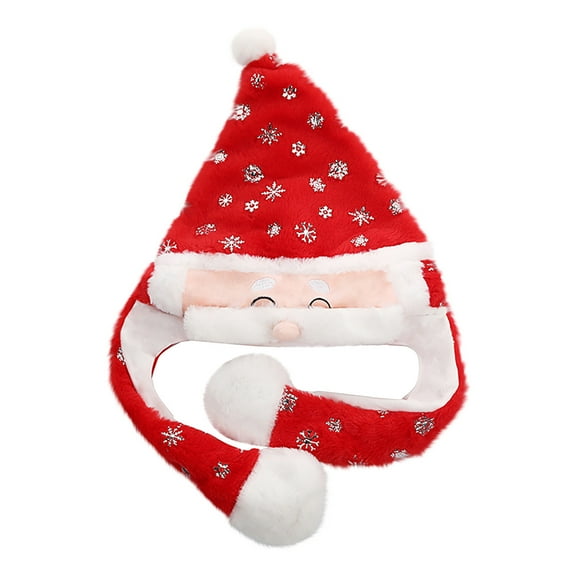 A Snowflake Design Santa Christmas Hat With Moving Ears For Holiday Party And Fun